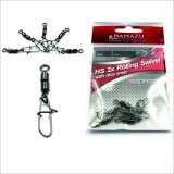 Вертлюг двойной с застежкой Namazu hs 2x rolling swivels with nice snap, цвет bn, р. 6, test-12 кг N-FT-HSD6