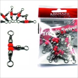 Вертлюг тройной Namazu tripple swivel, латунь, цвет bn, р. 3x5, test-32 кг, 10 шт N-FT-TS3