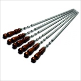 Шампур с деревянной ручкой из нержавеющей стали (400х12х3 мм.)