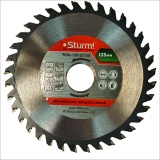 Диск пильный по дереву, размер 125x22x36 зубьев, твердосплавные напайки Sturm! 9020-125-22-36T