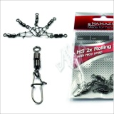 Двойной вертлюг с застежкой Namazu hs 2x rolling swivels with nice snap, цвет bn, р. 4, test-23 кг N-FT-HSD4