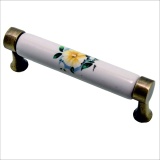 Ручка-скоба L=96 фарфор бронза 022 цветок